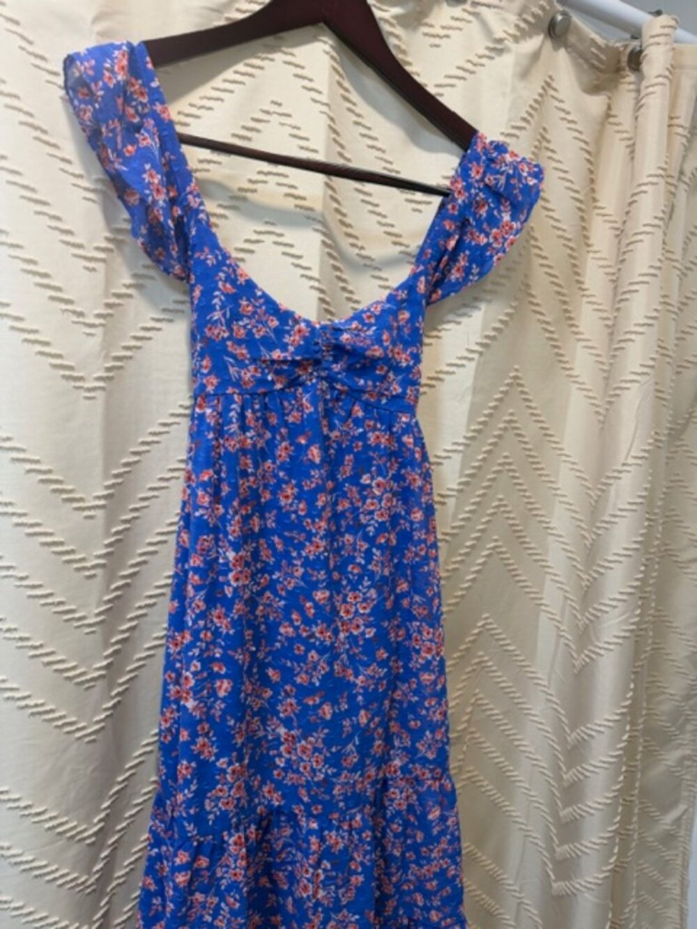 Berthie Paris Blue Floral Ruffle Tiered Midi Dress - Picture 4 of 14
